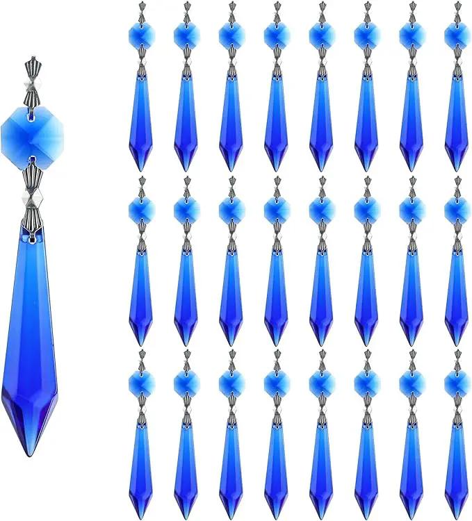 HDCRYSTALGIFTS 25pcs Blue Chandelier Crystals Replacement Chandelier Icicle Crystal Prisms Crystal Drop Prisms by GreenHaven Gardens