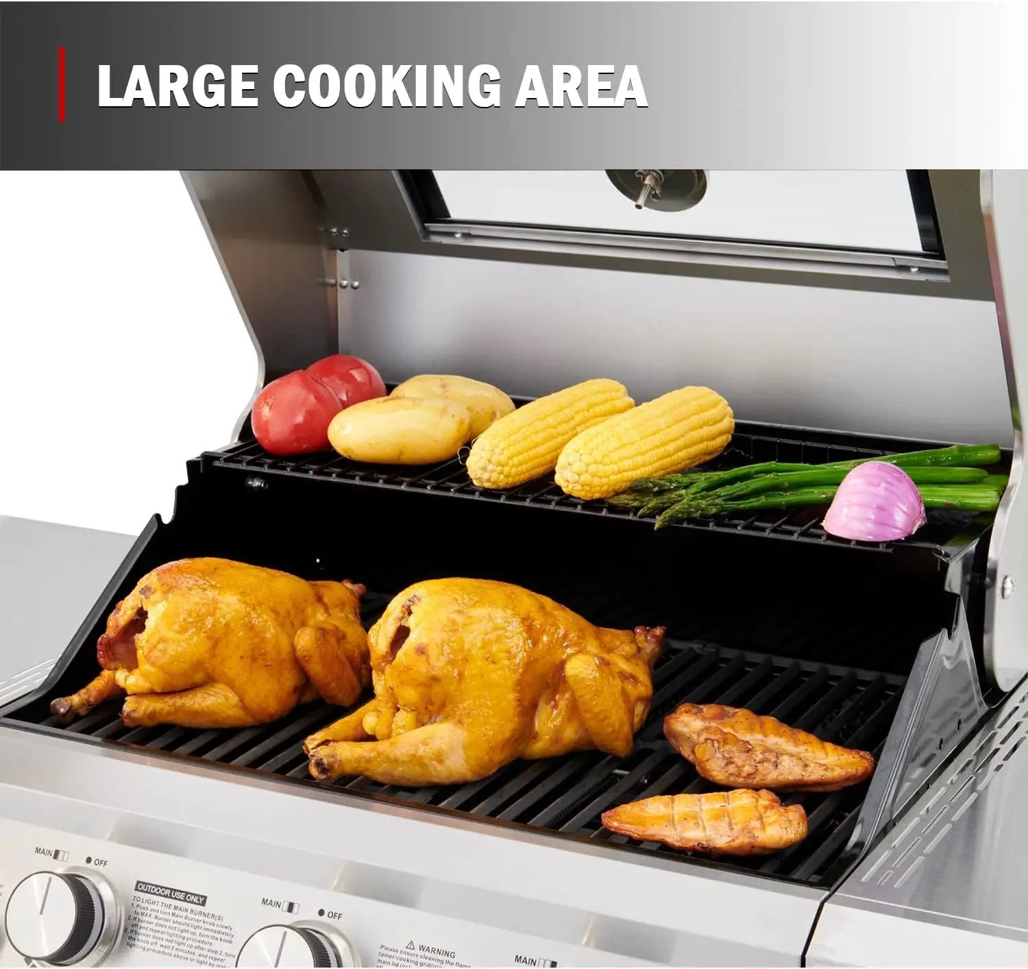 Monument Grills Larger 3-Burner Propane Gas Grills Barbeque Stainless Steel Heavy-Duty Cabinet Style with BBQ Cover (2 Items) by GreenHaven Gardens
