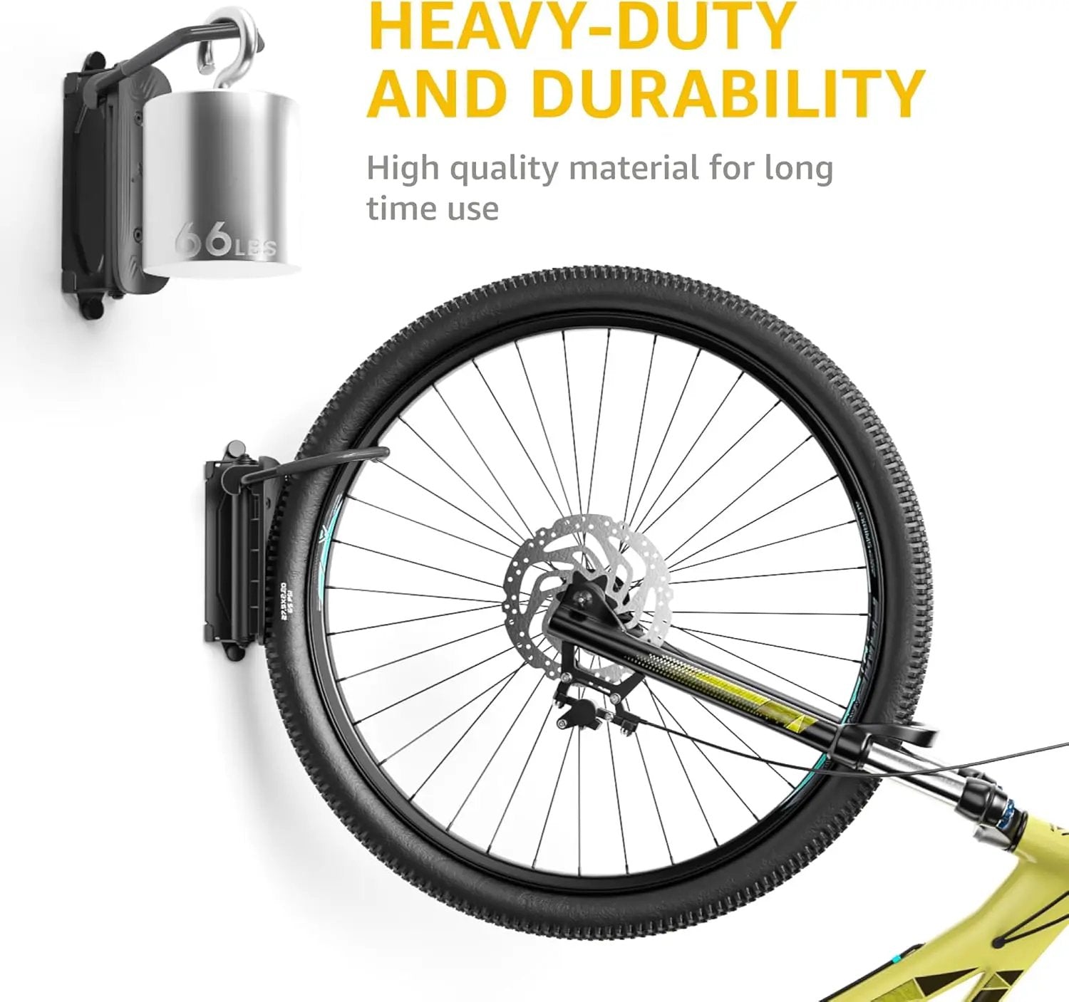 monTEK Swivel Bike Wall Mount – 2 Pack Garage Bike Hanger & Space-Saving Vertical Bike Rack for Garage & Apartment, Sturdy Bike Storage Hook Holds 66 lbs, Easy Installation & Scratch-Proof Design by GreenHaven Gardens