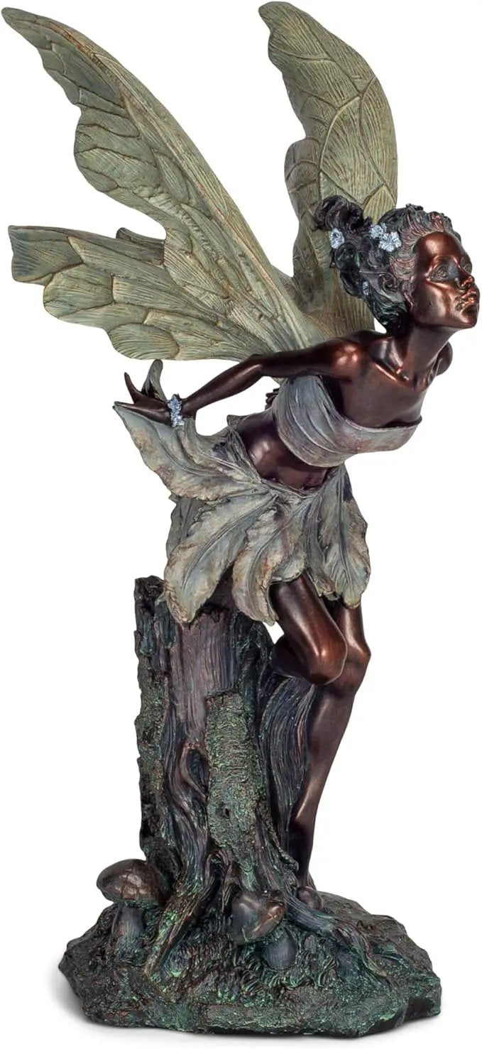 Lovely Kissing Fairy Bronze Tone 19.75 Inches Polyresin Outdoor Garden Statue by GreenHaven Gardens