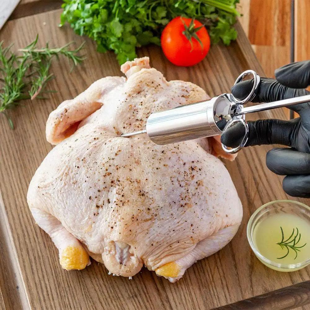 Restaurantware Met Lux Meat Injector Kit Professional Food Injector Syringe Kit - 2 Ounce Syringe 3 Needles Stainless Steel Meat Injector Set 2 Cleaning Brushes For Marinating And Seasoning by GreenHaven Gardens