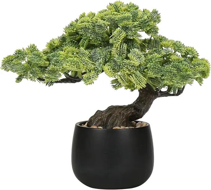 Artificial Bonsai Tree Juniper Faux Plants Indoor Fake Plants Decor with Black Ceramic Pots for Home Table Office Desk Bathroom Shelf Bedroom Living Room Farmhouse Decorations by GreenHaven Gardens