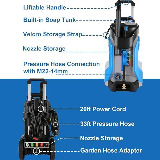Electric Pressure Washer 5000PSI 4.0GPM Power Washers with M22-14mm Pressure Hose 33FT, Power Sprayers High Pressure with 1/4" QC Compatible Surface Cleaner for Home Cars Driveways, Blue by GreenHaven Gardens