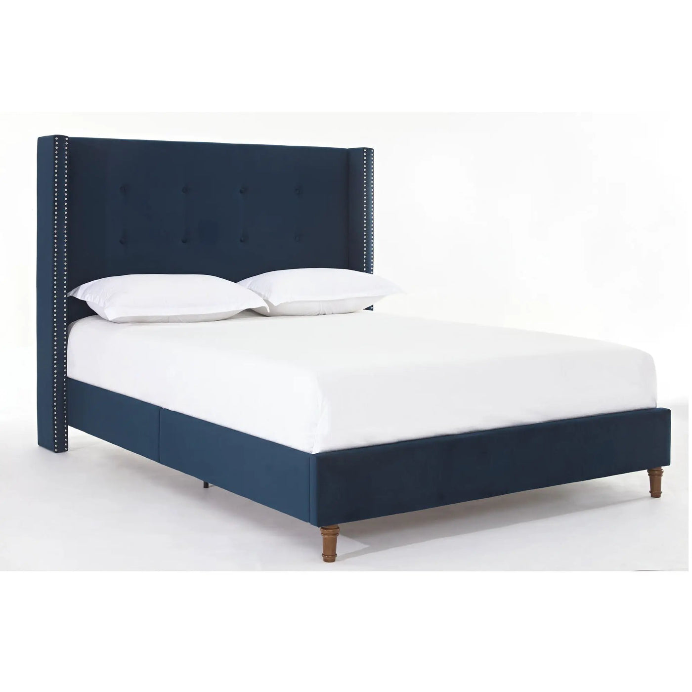 Peyton - Upholstered Bed With 54" High Headboard, Traditional Hand Buttoned Tufting by HouseOfZazla