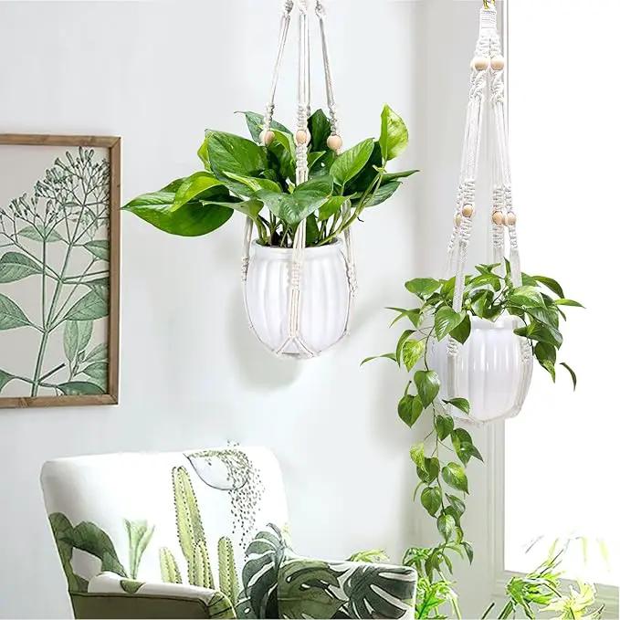 Small Hanging Planters Self Watering 5 Inch, 3 Set Hanging Plant Pot for Indoor Outdoor Plants, Hanging Flower Pots with Drainage Hole & 2 Kinds of Plant Hangers for Garden Home Decor by GreenHaven Gardens