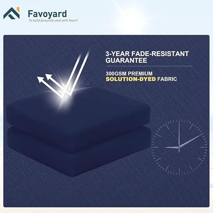 Favoyard Outdoor Chair Cushion 24 x 24 x 4 Inch Rainproof & 3-Year Fade Resistant Patio Furniture Cushions with Removable Cover and Adjustable Ties for Garden Sofa Couch Pads Set of 2, Blue by GreenHaven Gardens