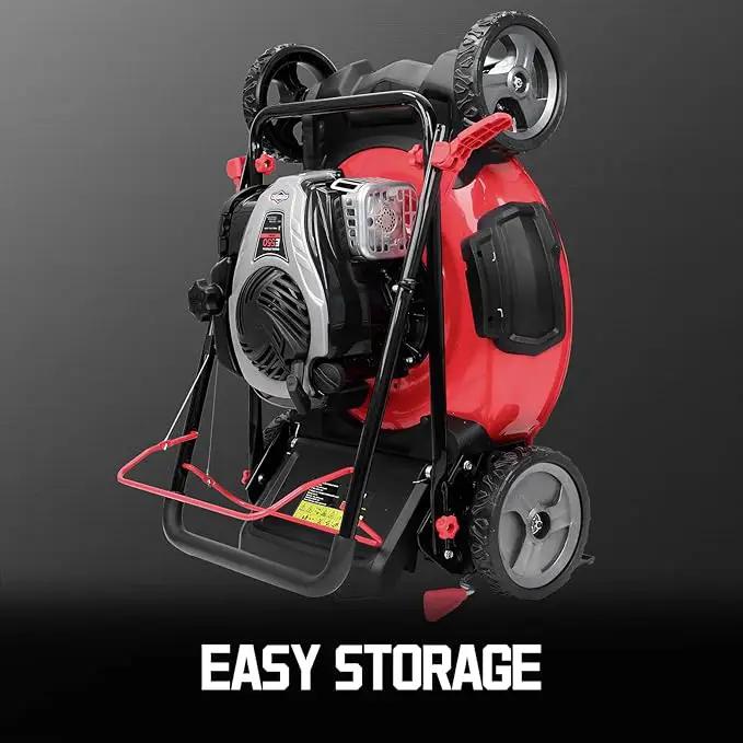 PowerSmart Self Propelled Gas Lawn Mower, 22-Inch with 140cc Briggs and Stratton E550 Engine 3-in-1 Rear-Wheel Drive Lawnmower with Bagging by GreenHaven Gardens