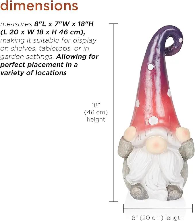Alpine Corporation - 18” Tall Outdoor Garden Gnome Yard Decoration - Hear No Evil Gnome Statue – Lawn Statuary with Ombre Hat - Durable, Weatherproof Décor for Patio & Deck by GreenHaven Gardens