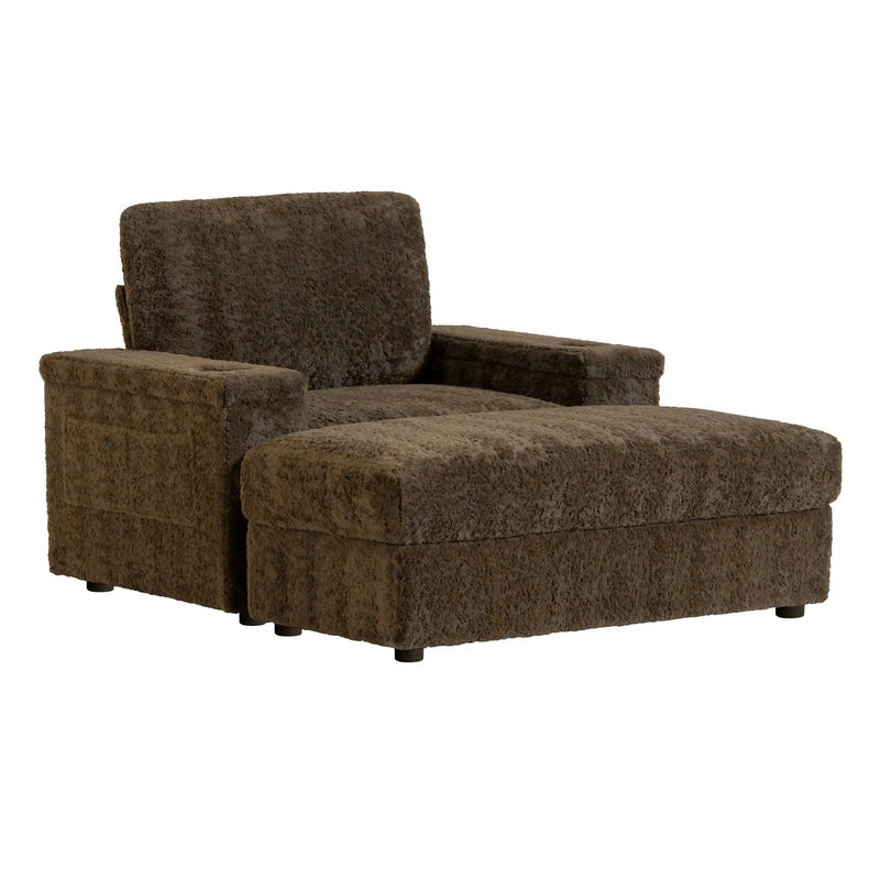 Oversized Chaise Lounge Indoor Rabbit Fur Sofa Bed With Storage Ottoman And Armrests Cup Holders With Deep Seat by HouseOfZazla
