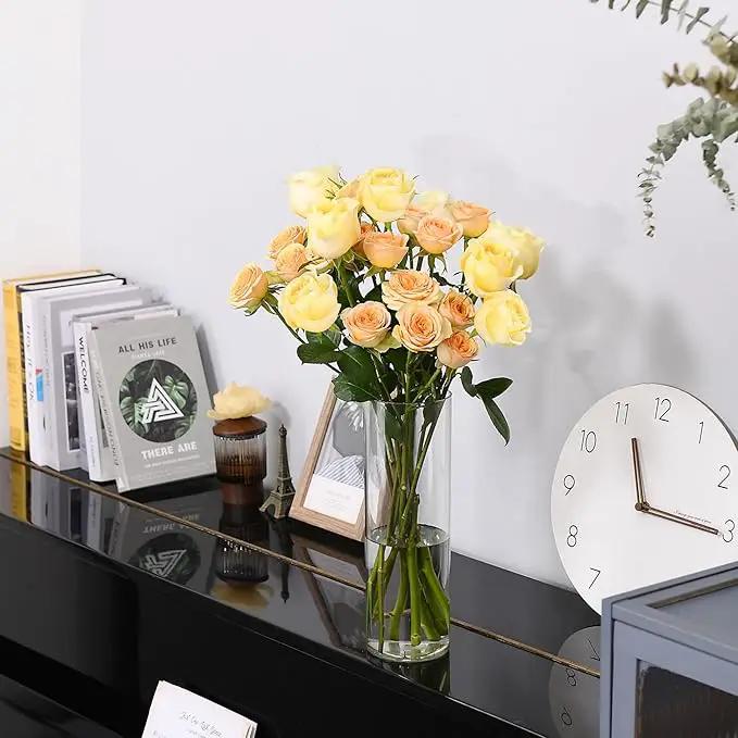 Clear Flower Vase, Non-breakable Vases, 4" W x 16" H, Acrylic Vase, Aesthetic Room Decor Cylindrical Modern Flower Vases for Table Centerpiece, Home Decor, Women Floral Arrangement Gift by GreenHaven Gardens