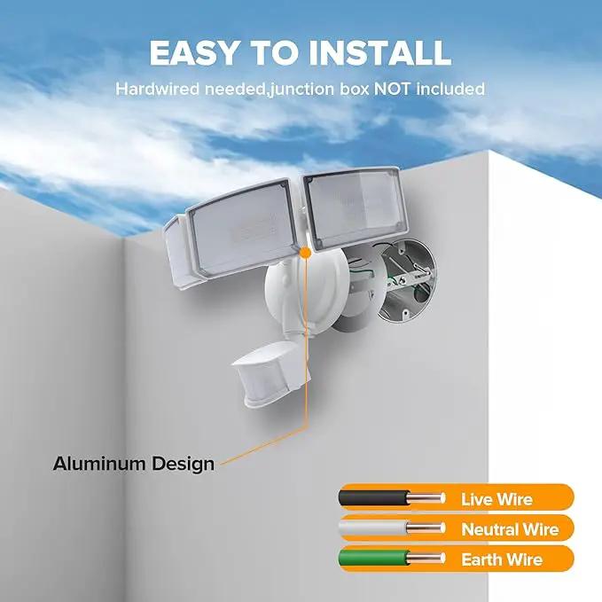 LUTEC 72W 7500LM LED Security Lights Motion Sensor Light Outdoor, 5000K Daylight, IP65 Waterproof, Dusk to Dawn, 3-Head Motion Detected Flood Light for Garage, Yard, Porch(White) by GreenHaven Gardens
