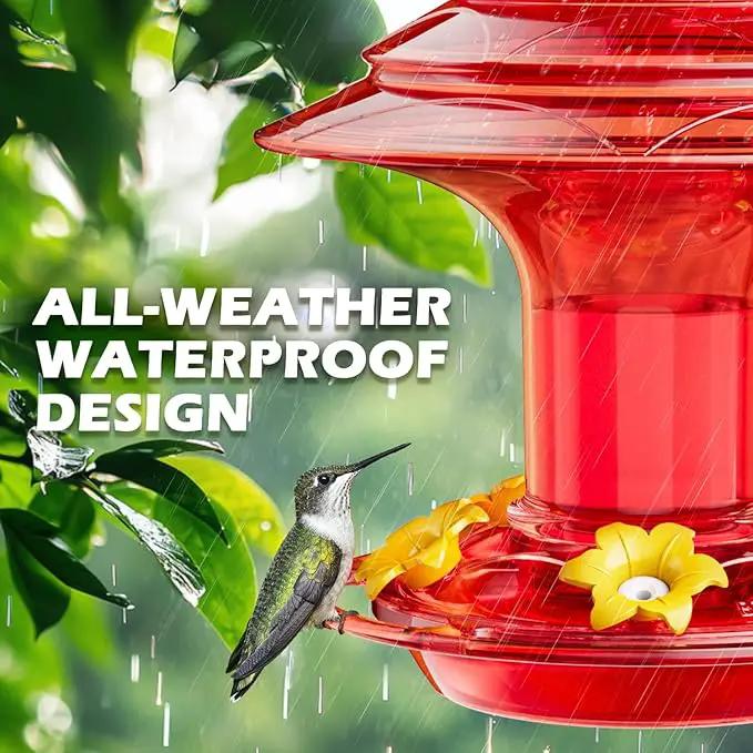 Birdream Hummingbird Feeder for Outdoors Hanging 40oz 10 Feeding Ports, 2 Pack Humming Bird Feeder with Ant Moat Brush Leak Proof - Solid Red by GreenHaven Gardens
