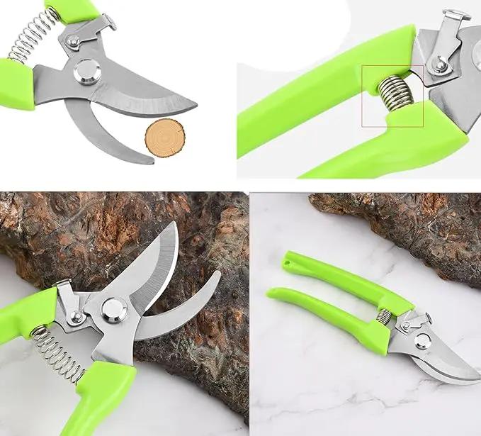 Garden Flower Shears Pruning Shears 6.9 inches Scissors Heavy Duty Plant Scissors for Cutting Flowers, Trimming Plants, Bonsai, Fruits Picking (Green Handle) by GreenHaven Gardens