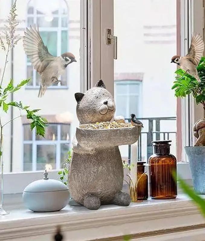 Cat Garden Statue Outdoor Decor Sculptures 12.3 Inch Height Figurine Gardening Lawn Ornament Gifts for Women by GreenHaven Gardens
