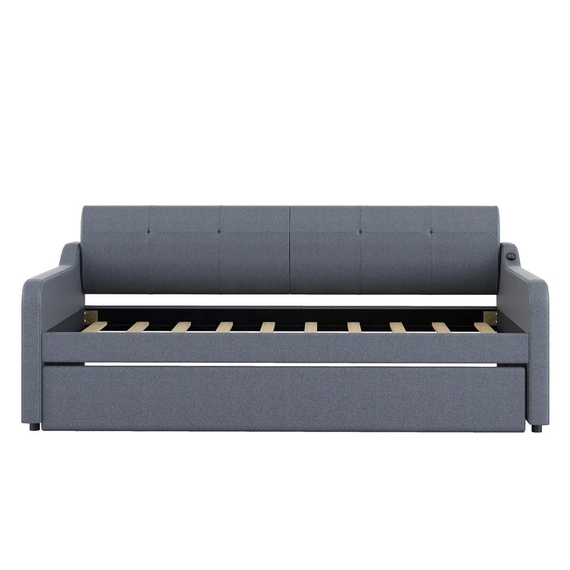 Upholstered Daybed With Trundle And USB Charging