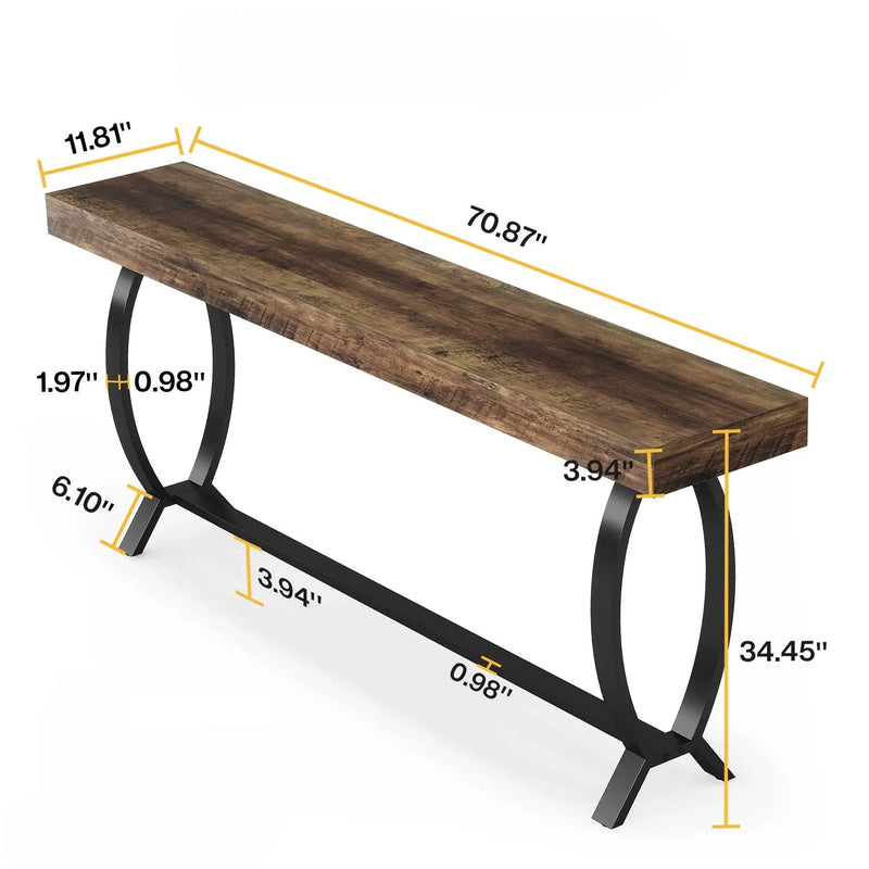 Console Table With Fish Tail Legs Extra Long - Brown by HouseOfZazla