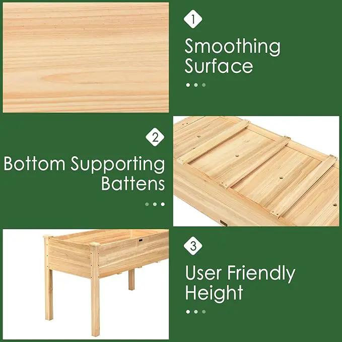 Giantex Raised Garden Bed Kit Elevated Planter Box for Vegetables Fruits Herb Grow, Heavy Duty Natural Cedar Wood Frame Gardening Planting Bed for Deck Patio Yard, 49.5"X23.5"X30.0" by GreenHaven Gardens