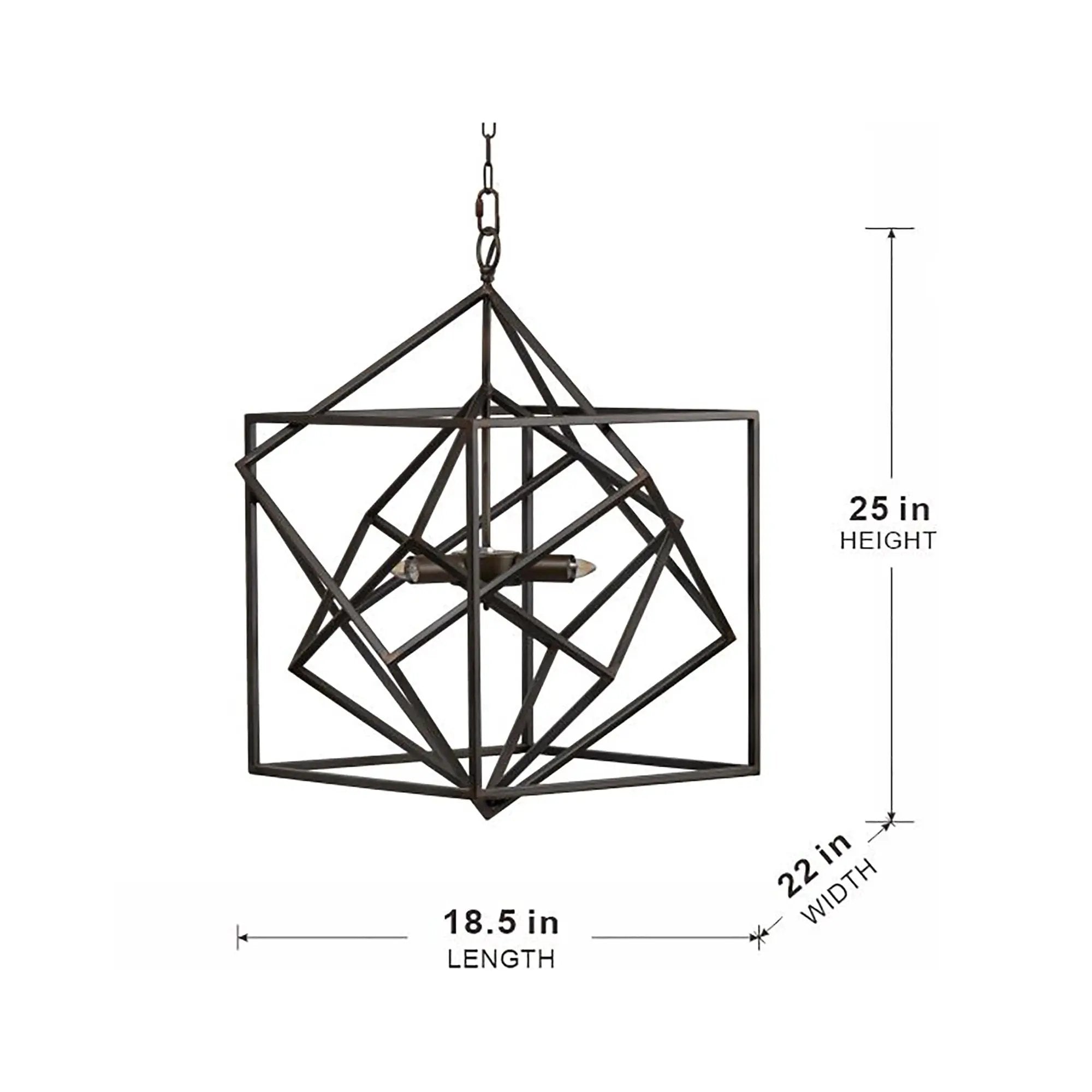 3 Light Metal Chandelier, Hanging Light Fixture With Adjustable Chain For Kitchen, Bulb Not Included - Black by Unique Piece Furniture