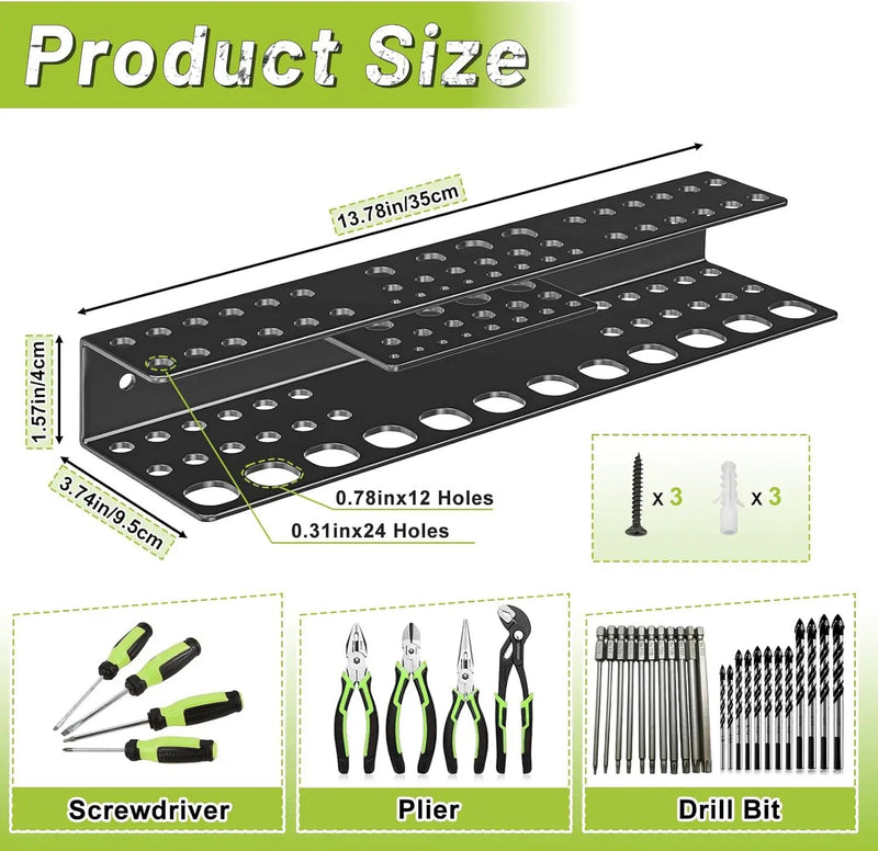 Screwdriver Holder Wall Mount,Heavy Duty Metal Utility Bit Organizer for Screw driver Pliers Drill Bits Small Tools,Screwdriver Organizer Suitable Garages Homes Workshops Sheds (54 holes 1pc) by GreenHaven Gardens