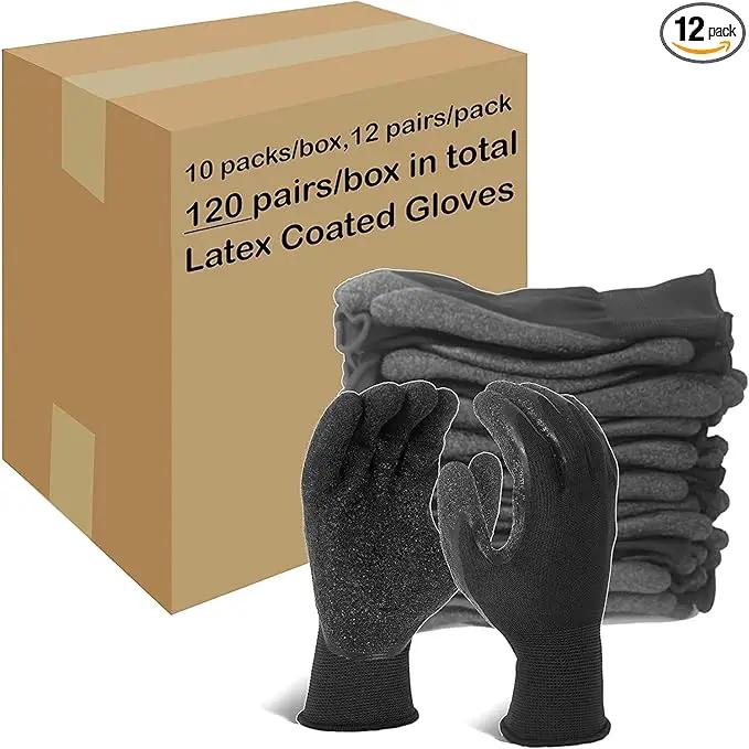 Evridwear Crinkle Latex Rubber Hand Coated Safety Work Gloves for Men Women General Multi Use Construction Warehouse Gardening Assembly Landscaping (XS-Size) 120 Pairs Pack by GreenHaven Gardens