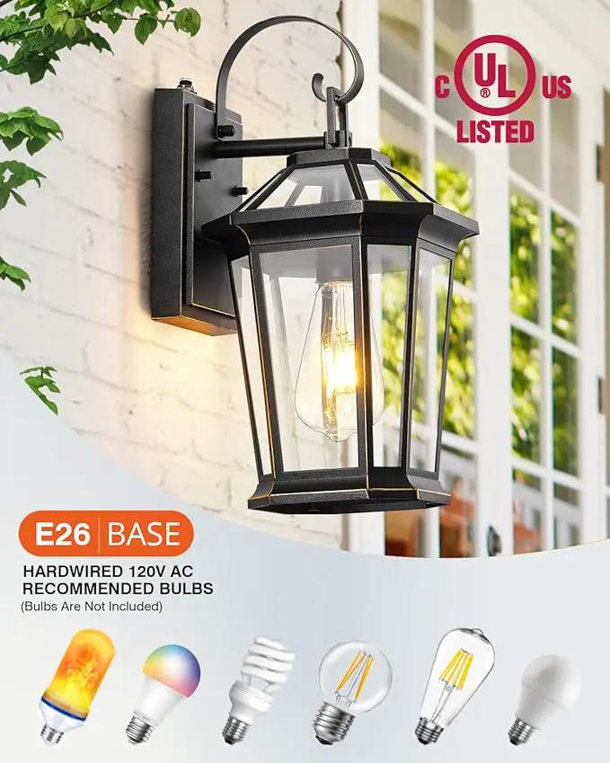 VIANIS Dusk to Dawn Exterior Light Fixture, Waterproof Outdoor Wall Sconce Porch Light for House, 100% Anti-Rust Aluminum Outside House Lights, Farmhouse Coach Lantern for Garage, Front Door 2Pcs by GreenHaven Gardens