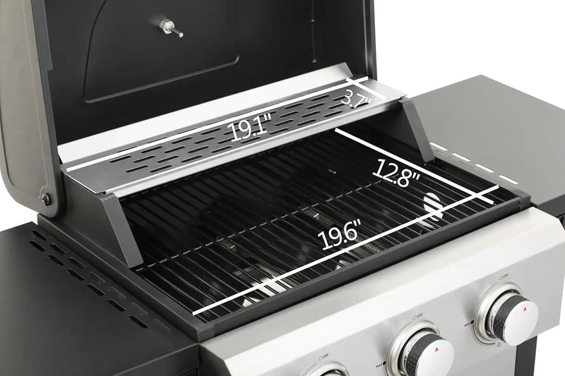 3-Burner Propane Gas BBQ Grill with Side Burner - Stainless Steel 30,000 BTU Patio Garden Barbecue Grill with Two Foldable Shelves by GreenHaven Gardens