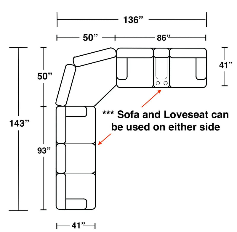 Ashland - Reclining Sectional With 4 Lay Flat Reclining Seats by Unique Piece Furniture