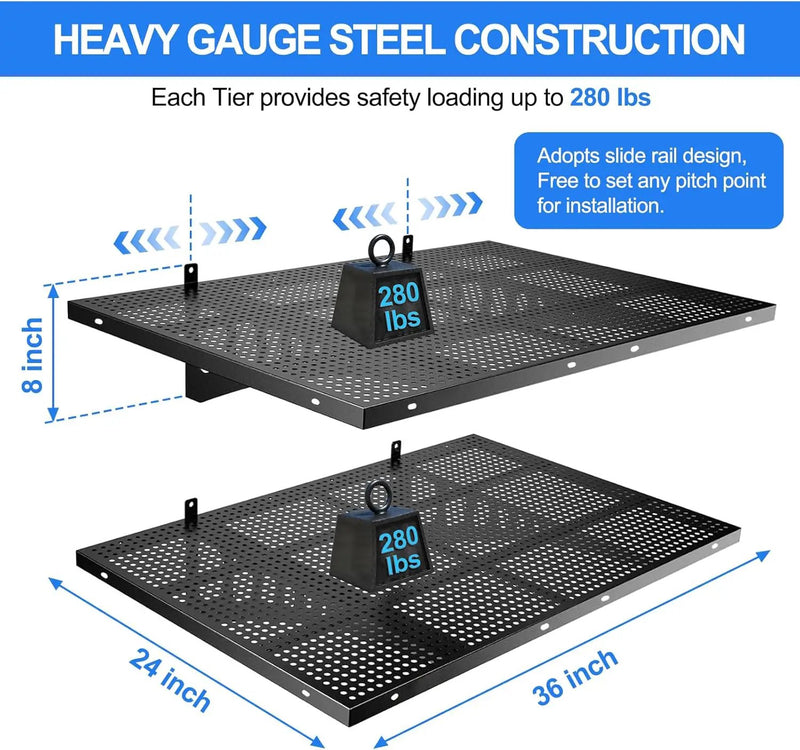 2-Pack 2x3ft Heavy Duty Garage Wall Shelving Garage Storage Rack Bike Wall Shelving Rack 560lbs Load Capacity by GreenHaven Gardens