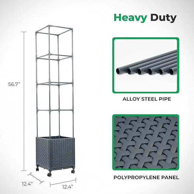 Raised Garden Bed with Tomato Planter Cage, 56.7” Trellis Planter Boxes with Wheels for Outdoor Patio Greenhouse Gardening Climbing Vegetables by GreenHaven Gardens