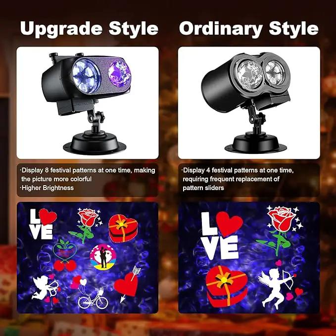 Brighter Valentine Decorations Projector Lights for Home, FLITI 2024 Upgraded Holiday Projector Display 8 Patterns at A Time (3D Ocean Wave & Patterns), Weather Proof Remote Valentine Decor Light Show by GreenHaven Gardens