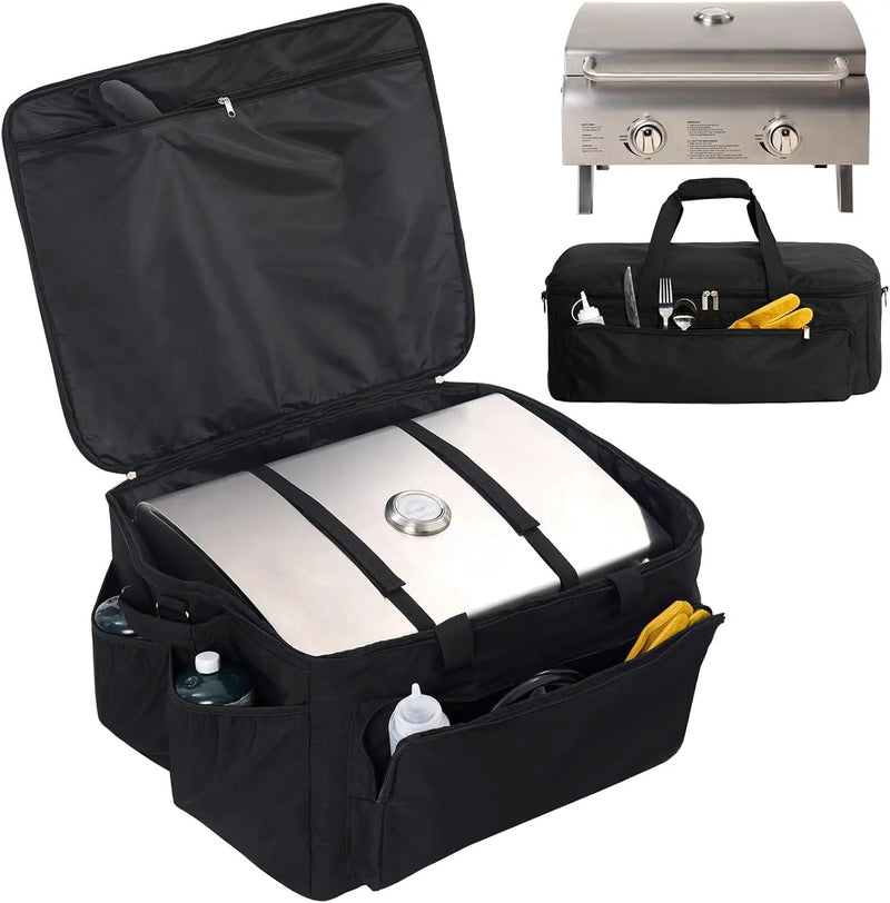 NOELIFE Grill Carry Bag for Cuisinart CGG-306 Chef's Style Tabletop Grill, Padded Portable Case with Pockets for Small Propane Cylinders & Outdoor Griddle Accessories, Water-Resistant (Bag Only) by GreenHaven Gardens