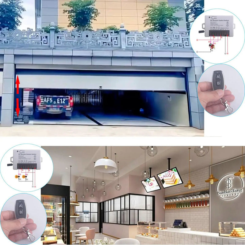 12V 24V 2 Channels Wireless Relay Remote Control Switch, RF 433Mhz DC 5V-30V Garage Door Opener Wireless Switch with Receiver 2 Transmitters, Easy to Terminal Wiring (2CH 2* Controller 433Mhz) by GreenHaven Gardens