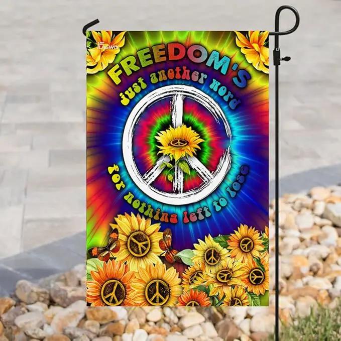 FLAGWIX Sunflower Hippie Peace Flags - Summer Flag Decorations For Home, Outside, House Flag (30 x 40) - USA House Garden Flags, Hippie Peace House Flag, Premium Polyester - Decorative Outdoor Flags by GreenHaven Gardens