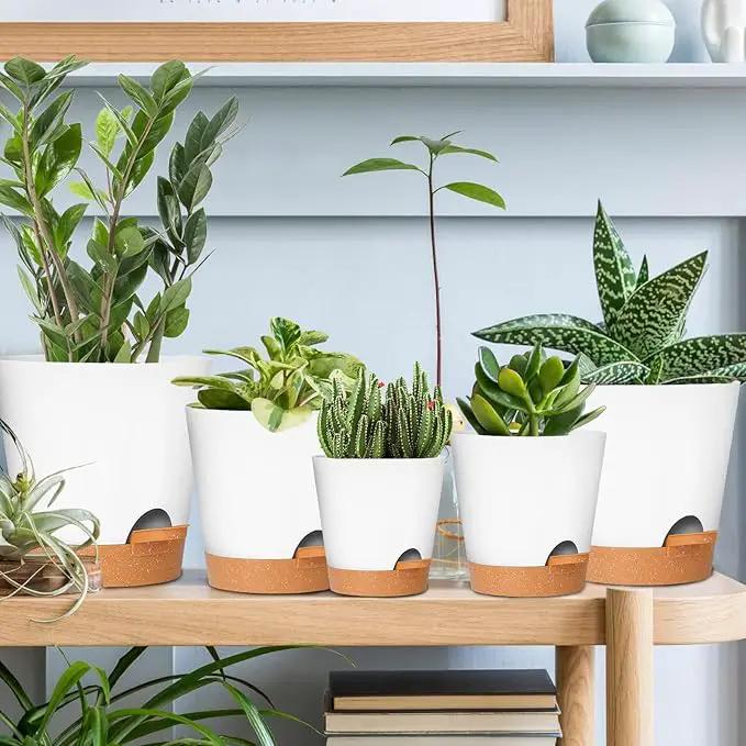 GARDIFE Plant Pots 7/6.5/6/5.5/5 Inch Self Watering Planters with Drainage Hole, Plastic Flower Pots, Nursery Planting Pot for All House Plants, African Violet, Flowers, and Cactus,White by GreenHaven Gardens