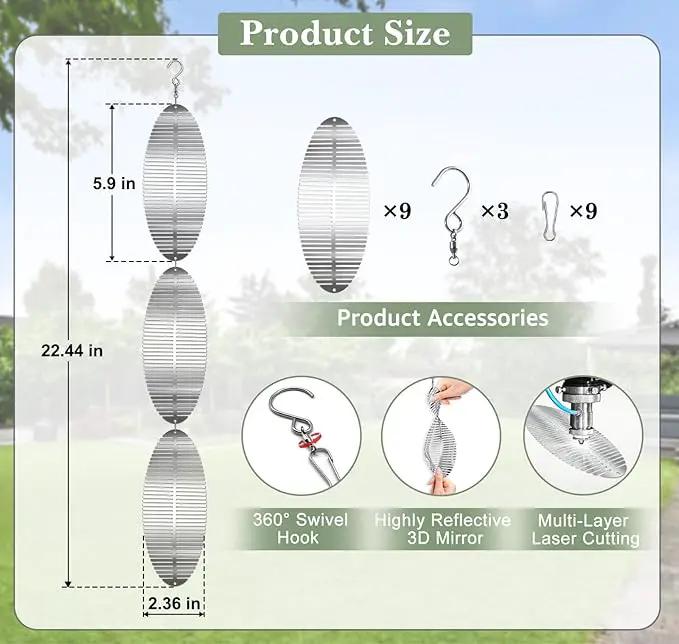 Bird Deterrents for Outside Patio, Bird Scare Devices Set Highly Reflective 3D Wind Spinners Outdoor Garden Decor, Bird Reflectors to Keep Birds Away Window Roof Yard Orchards Deck by GreenHaven Gardens