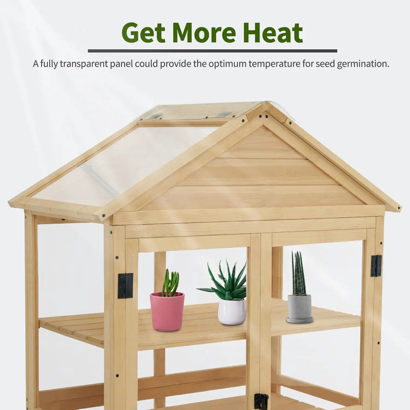 Macrout 3-Tier Solid Wood Cold Frame Greenhouse Cabinet Adjustable Shelves, Dual-Use Insulated Shed for Outdoor Garden & Indoor Balcony Planting, 0847 by GreenHaven Gardens