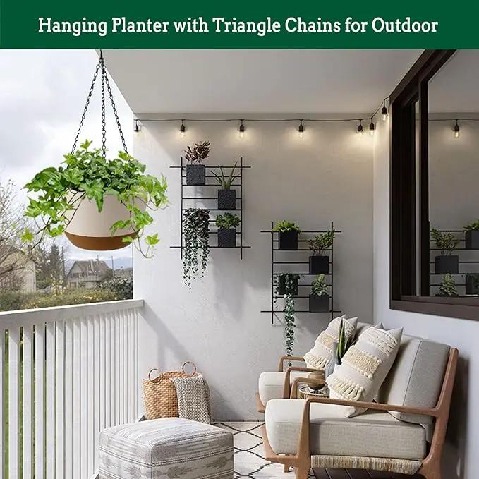 Hanging Planter Self Watering 10 Inch, 2 Pack Indoor Outdoor Hanging Baskets, Hanging Flower Pots with Drainage Hole & 2 Kinds of Plant Hangers for Garden Home Decor(Cream)… by GreenHaven Gardens