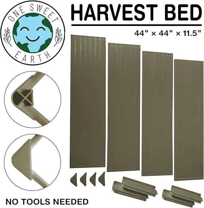 Raised Garden Bed - 4x4 ft Planter Box - Weathered Wood HDPE - No Tools Needed - DIY Kit for Urban Gardening, Flowers, Herbs & Vegetables - Made in The USA by GreenHaven Gardens