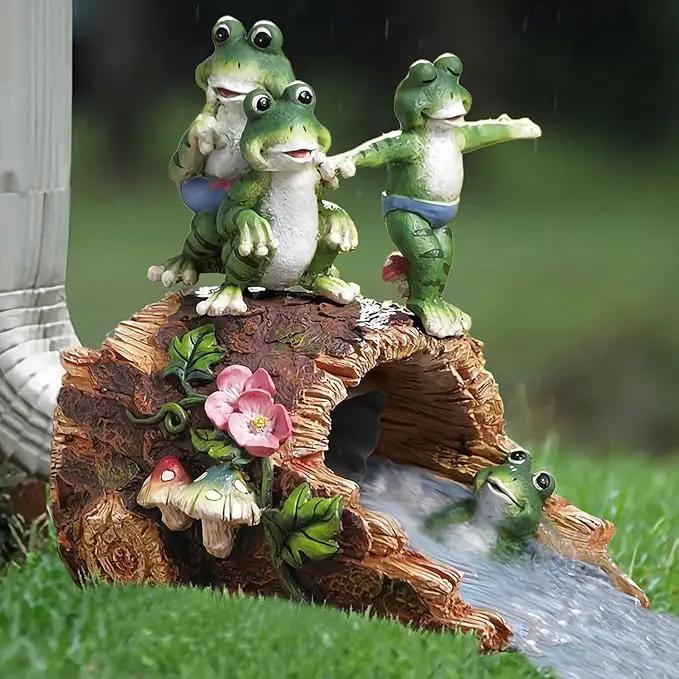 Elenon Playful Frog Decorative Gutter Downspout Extension Statue, Animal Gutter Guardian Rain Downspout Extender, Garden Splash Block Outdoor Sculpture for 3" × 4" Down Spouts Decor by GreenHaven Gardens