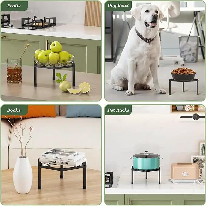 Small Metal Plant Stand indoor - 5 Pack Black Short Flower Pot Stand, Heavy Duty Anti-Rust Iron Shelf for Outdoor Home Patio Garden by GreenHaven Gardens
