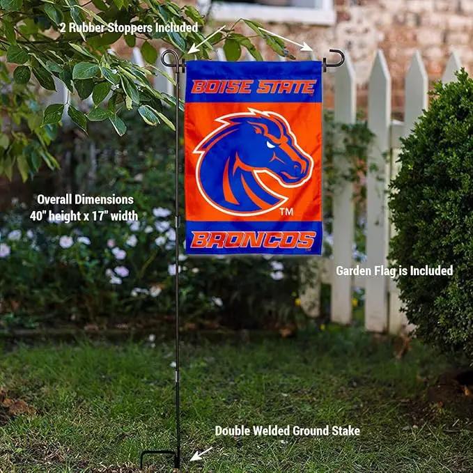 College Flags & Banners Co. Boise State Broncos Garden Flag with Pole Stand Holder by GreenHaven Gardens