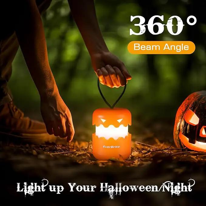 EverBrite 3-Pack Halloween Pumpkin Lantern, Collapsible Jack O Lantern Pumpkins with Lanyard, Halloween Party Favors for Kids, Light up Pumpkin Outdoor for Halloween Party Decoration, Battery Included by GreenHaven Gardens