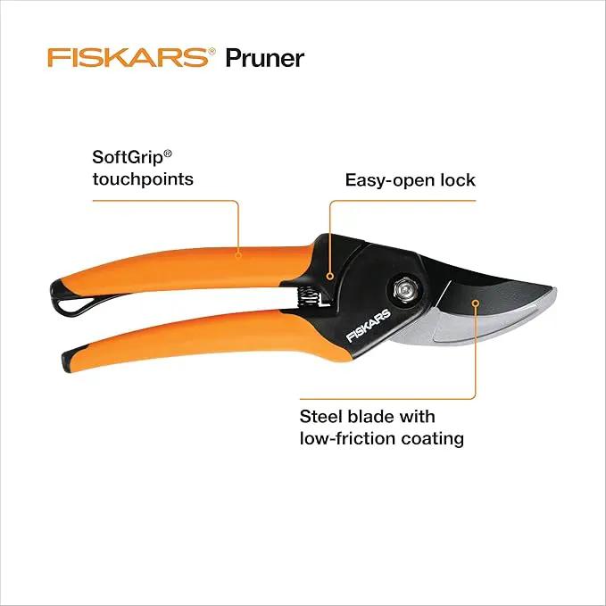 Fiskars Bypass Pruning Shears, 5/8-Inch Cut Capacity SoftGrip Hand Pruner for Small Hands, Blade Stays Sharp Through Heavy Use with Rust Resistant, Low-Friction Coating by GreenHaven Gardens