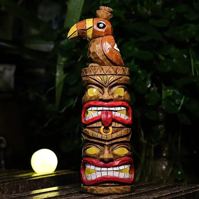 Outdoor Tiki Statue Decoration-Solar Garden Figurine - Woodpecker Waterproof Unique Housewarming Gifts for Women Patio,Balcony,Yard,Lawn Decor 15 Inch Tall by GreenHaven Gardens
