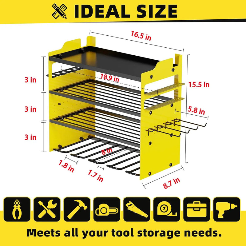Power Tool Organizer Wall Mount with 4-Drill Holders-400Lbs Load Heavy Duty Metal 4-Layers Garage Storage and Organization Adjustable Battery Tools Rack Utility Racks Gifts for Men by GreenHaven Gardens