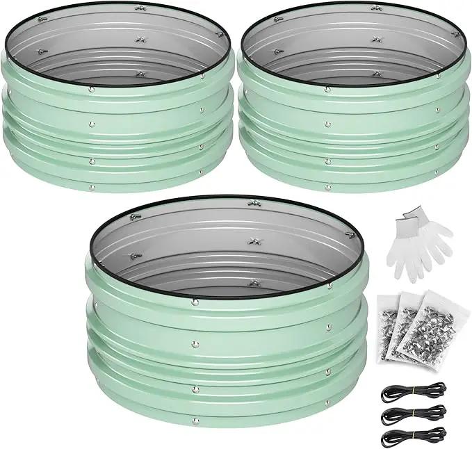 WORKPRO 3Pcs 2x2x1ft Galvanized Raised Garden Bed Set, Rust & Corrosion Protection, Easy Assembly, Safe Edge, Ideal for Vegetables & Flowers, Green by GreenHaven Gardens