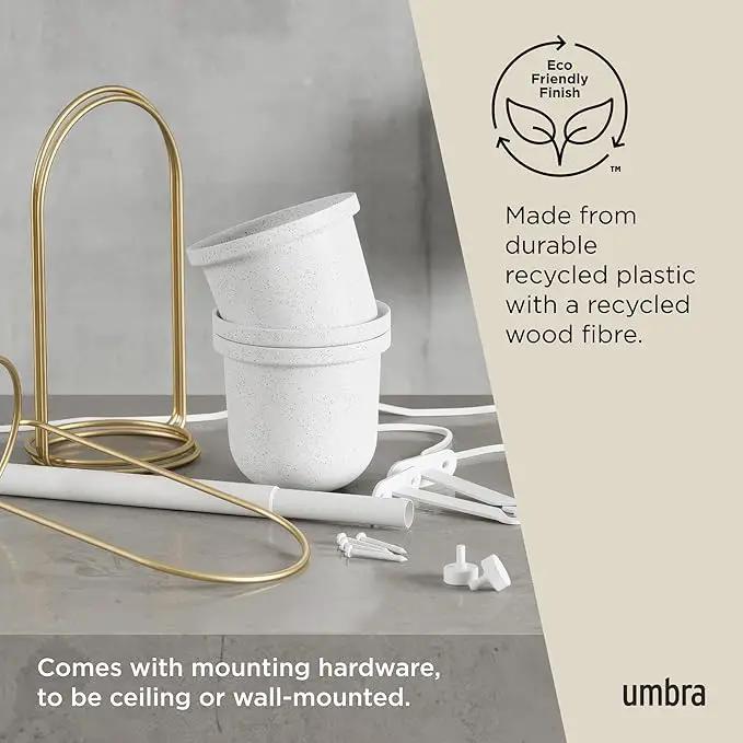 Umbra Triflora Hanging Planter for Window, Indoor Herb Garden, Set of 3, White/Brass by GreenHaven Gardens