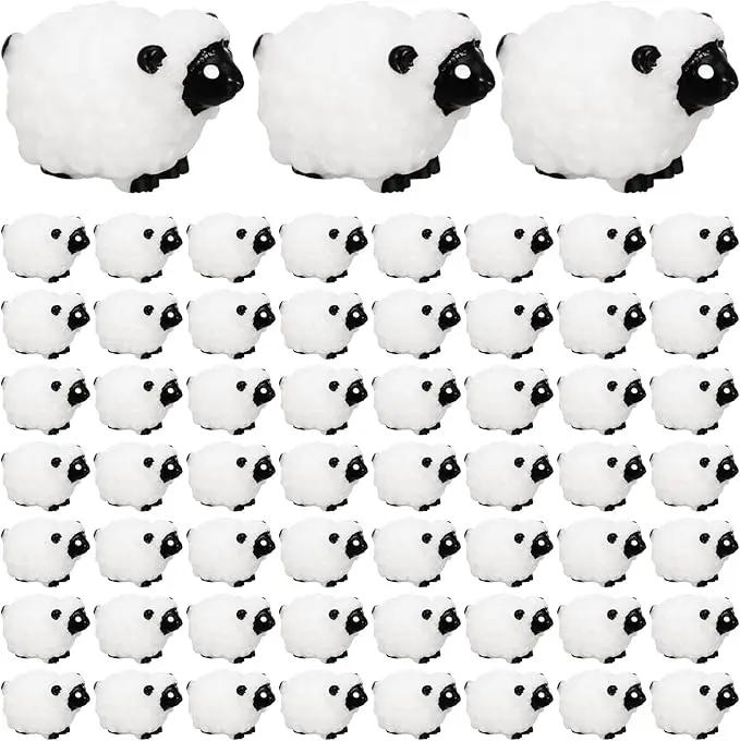 100Pcs Mini White Sheep Miniature Resin Sheep Figurines Cute Little Figurines Fairy Outdoor Moss Ornaments Landscape Figurines Garden DIY Ornament Accessories for Indoor Outdoor by GreenHaven Gardens