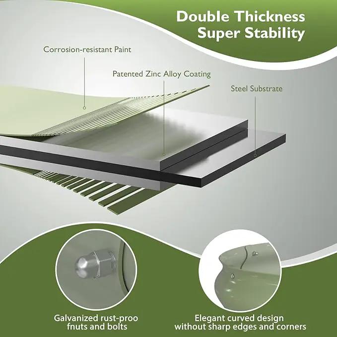 Raised Garden Bed Kit, 8x2x1 ft Galvanized Planter Box Outdoor, Oval Large Metal Raised Beds for Gardening Vegetables Flower Herb (Avocado Green) by GreenHaven Gardens