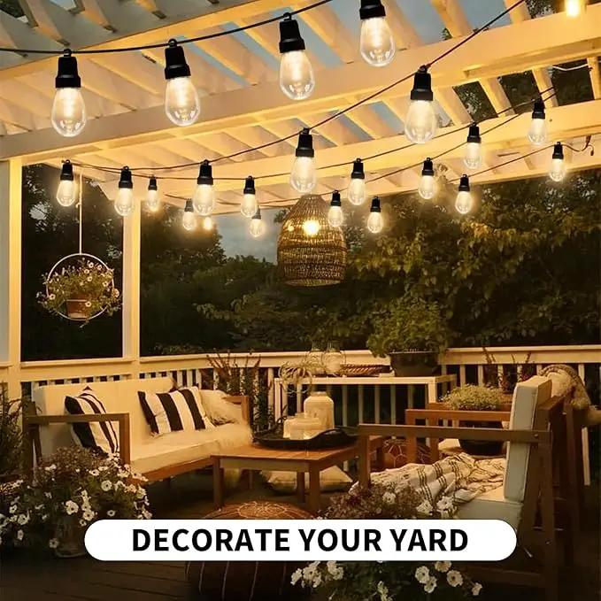 LED Outdoor String Lights 50FT,Patio Lights with 20 Dimmable Bulbs,IP66 Waterproof Shatterproof, with Remote Control,2700k Outside Hanging Lights for Backyard Porch Garden Decoration by GreenHaven Gardens